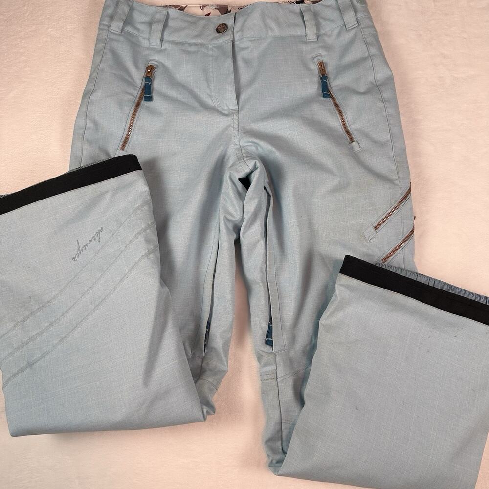 Obermeyer Delia Women’s Size 8 Light Blue Ski Snow Pants Insulated Zip Vent